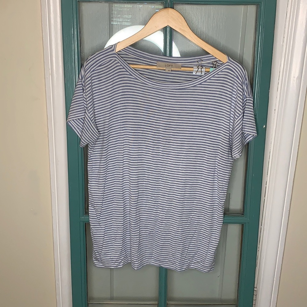 Loft Blue and White Striped T-shirt